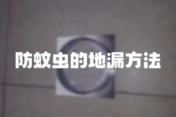 防蚊蟲的地漏方法