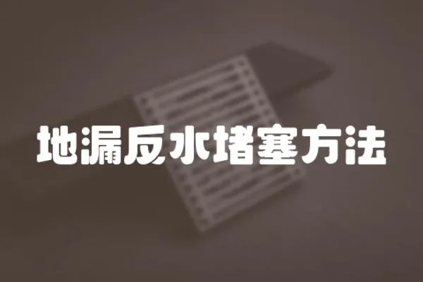 地漏反水堵塞方法
