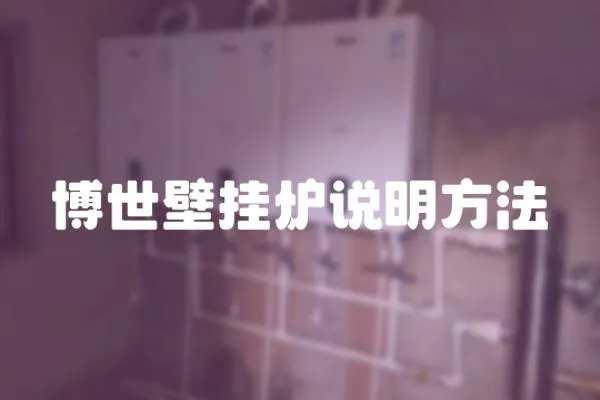 博世壁掛爐說明方法