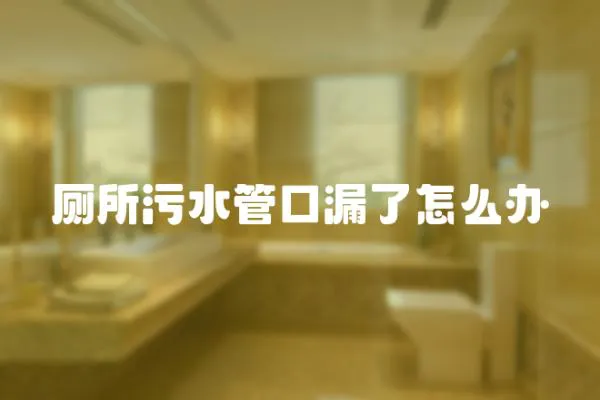 廁所污水管口漏了怎么辦