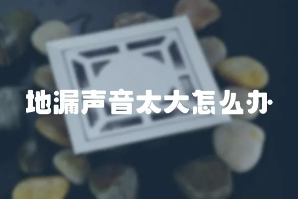 地漏聲音太大怎么辦