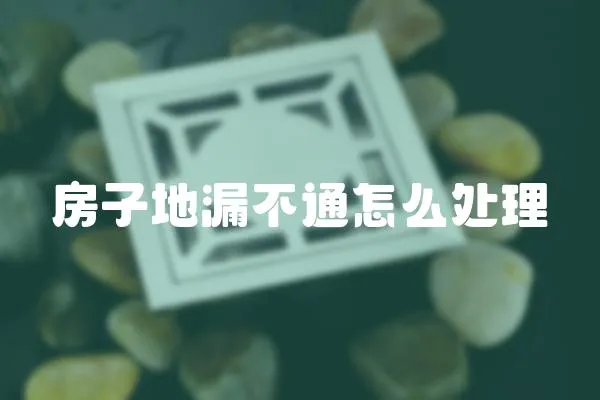 房子地漏不通怎么處理