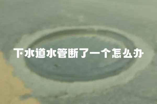 下水道水管斷了一個怎么辦