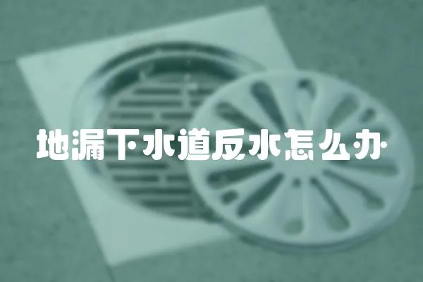 地漏下水道反水怎么辦
