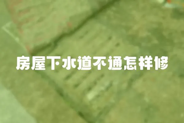 房屋下水道不通怎樣修
