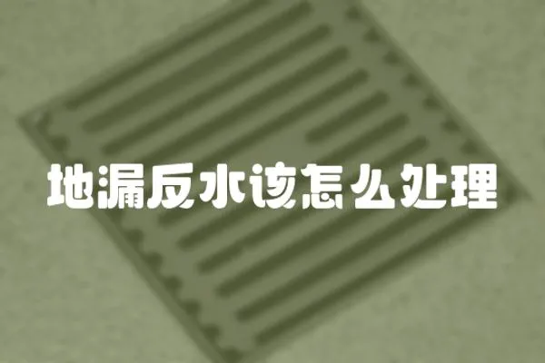 地漏反水該怎么處理