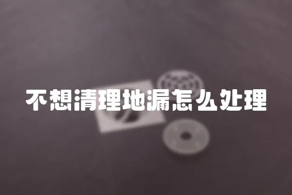 不想清理地漏怎么處理