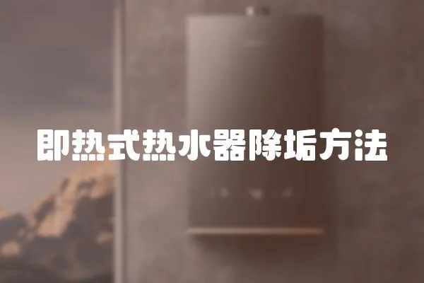 即熱式熱水器除垢方法
