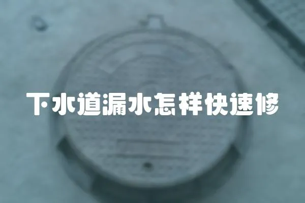 下水道漏水怎樣快速修