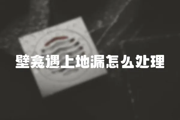壁龕遇上地漏怎么處理